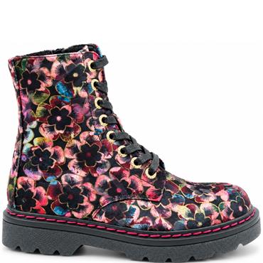 HEAVENLY FEET WOMENS ZIP LACE ANKLE BOOT - ROSE PINK VELOUR